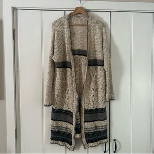 Ecote Beige and Black Striped Cardigan